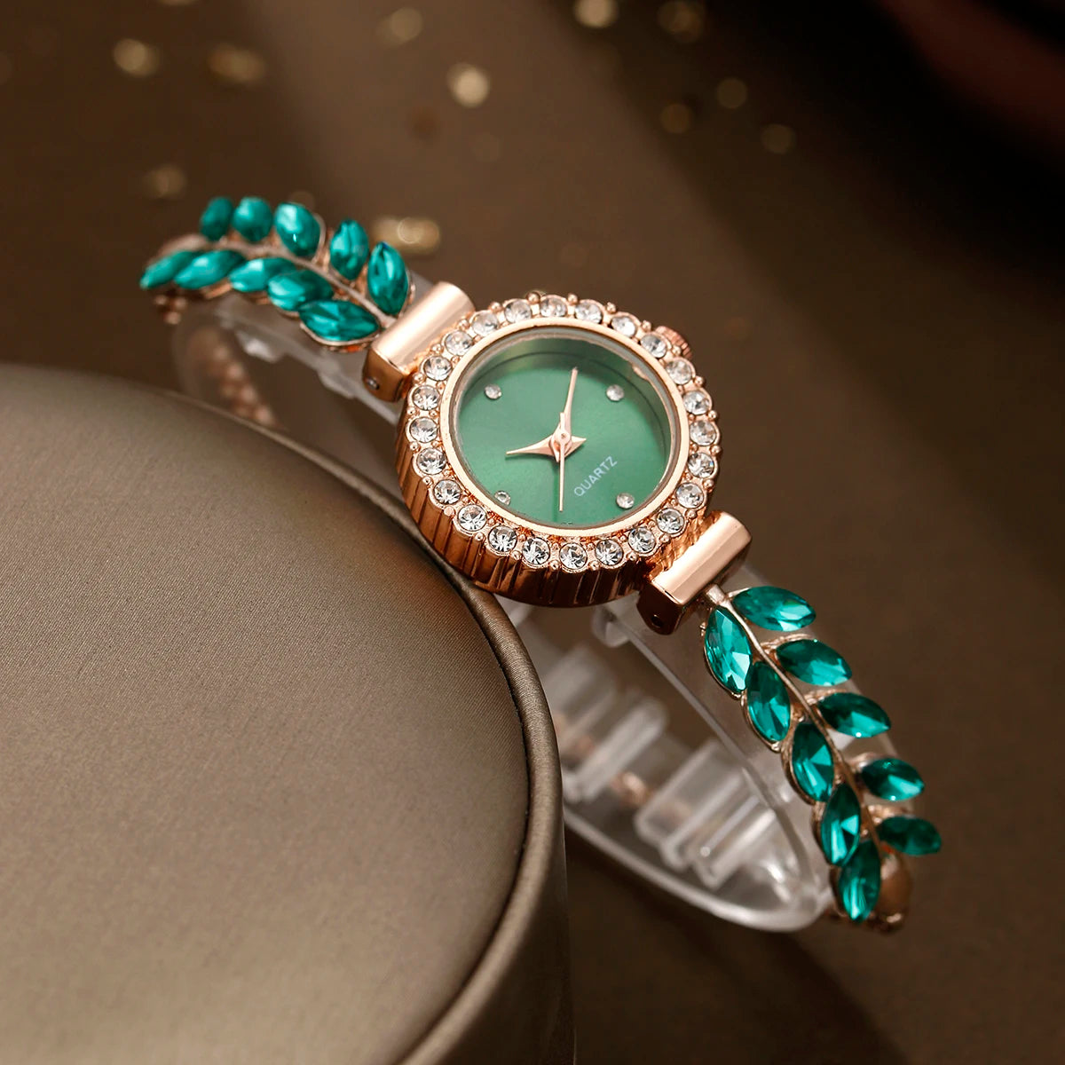 5-Piece Red Leaf Jewelry & Watch Set: Elegance in Every Detail