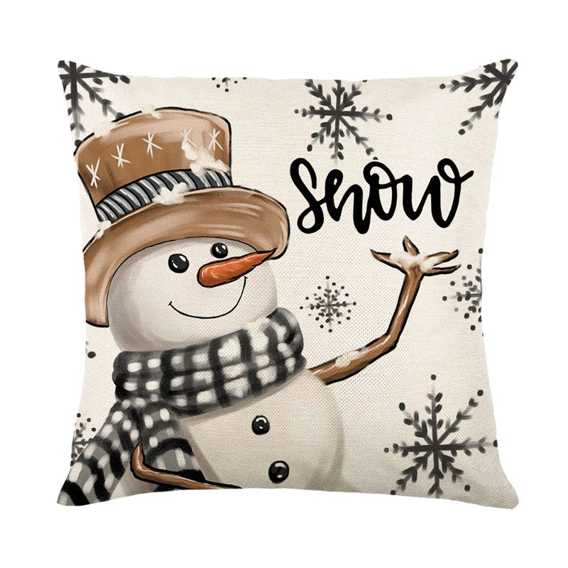 Festive Linen Christmas Pillow Cover – Cozy Holiday Cushion Covers (45x45cm), Multiple Designs Available