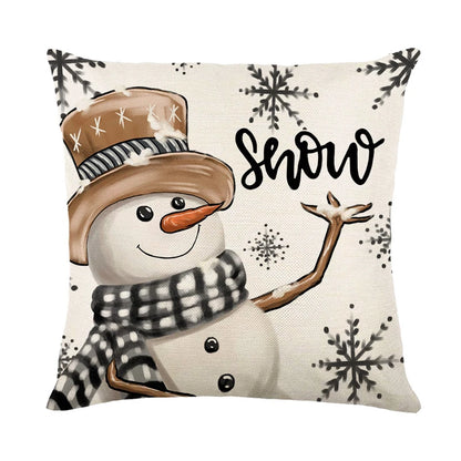 Festive Linen Christmas Pillow Cover – Cozy Holiday Cushion Covers (45x45cm), Multiple Designs Available