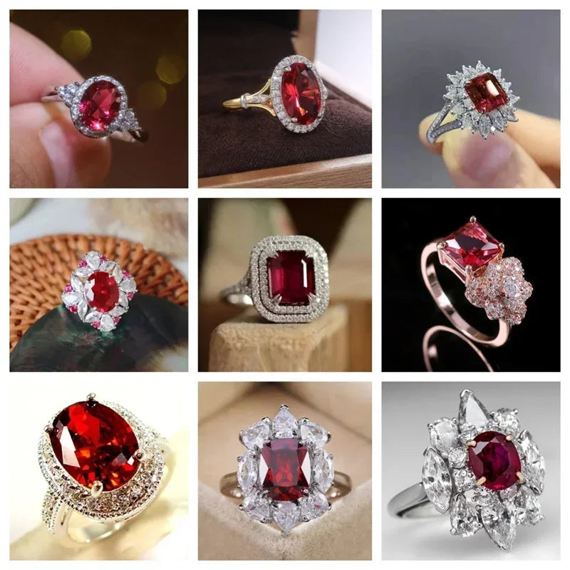 Elegant Red Corundum Statement Ring: Luxury Party Jewelry