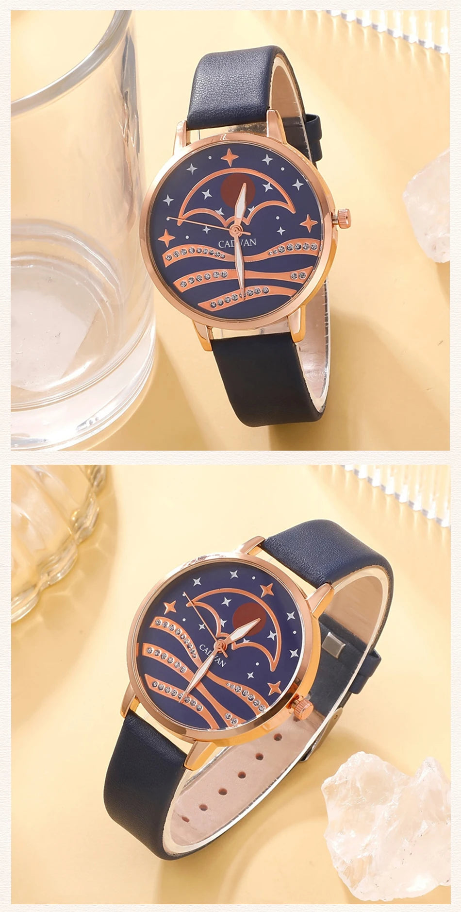 Celestial Blue Collection: 5-Piece Moonlight Jewelry & Watch Set with Sapphire Accents