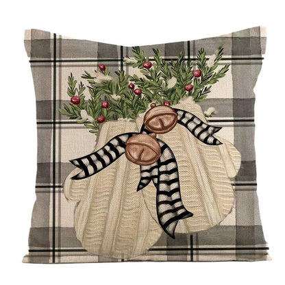 Festive Linen Christmas Pillow Cover – Cozy Holiday Cushion Covers (45x45cm), Multiple Designs Available