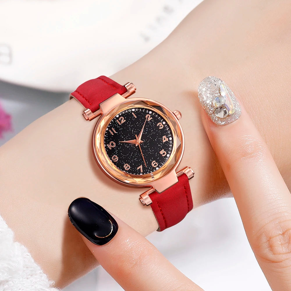 Cherry Blossom Jewelry Set: Elegant Women's Watch & Accessories