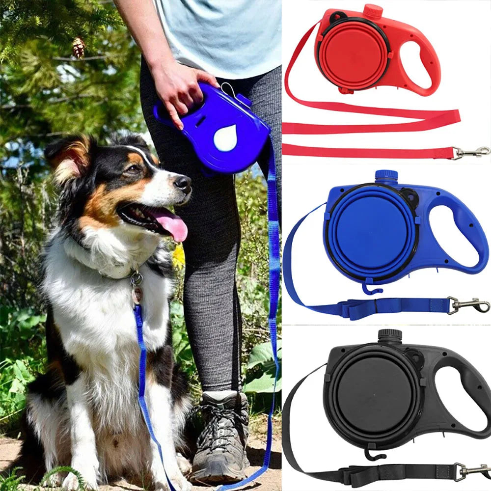 3-in-1 Smart Dog Leash – Water Bottle, Waste Bag Holder & Tangle-Free Control