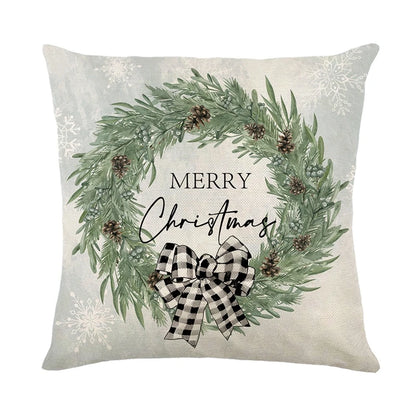 Festive Linen Christmas Pillow Cover – Cozy Holiday Cushion Covers (45x45cm), Multiple Designs Available