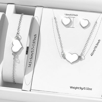 Heart Charm Jewelry & Watch Set: Timeless Elegance for Her