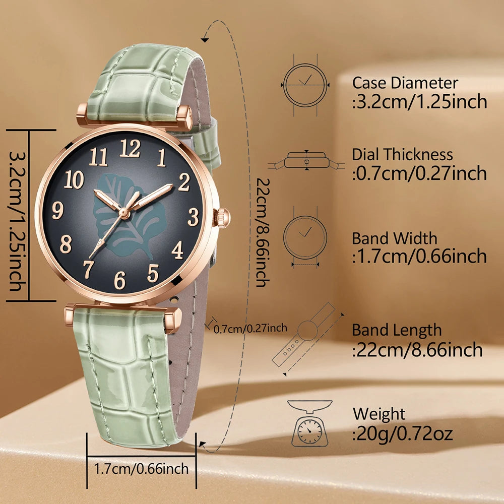 5-Piece Green Elegance Jewelry & Watch Set