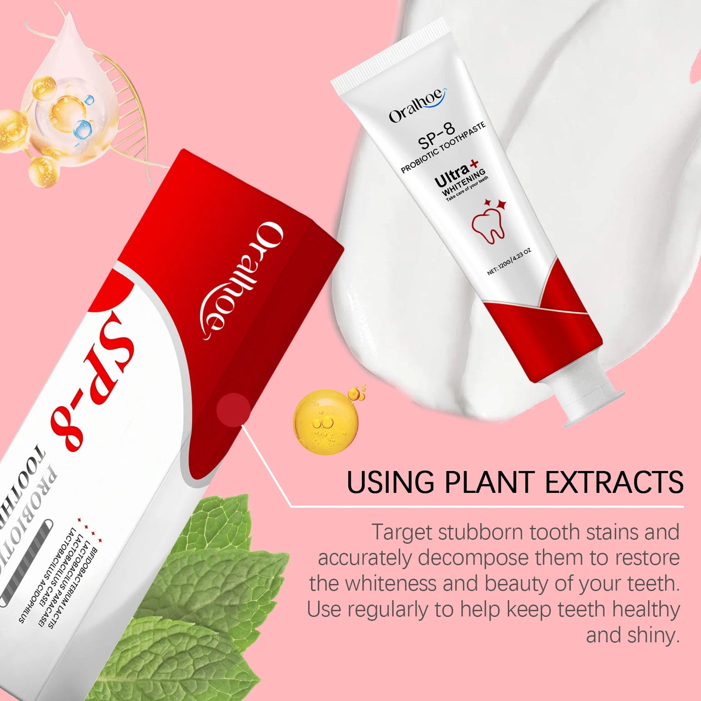 Probiotic Whitening Toothpaste SP-8/SP8 – Plaque Remover & Fresh Breath Formula (120g)