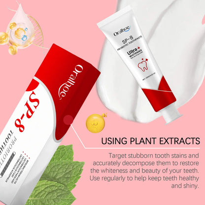 Probiotic Whitening Toothpaste SP-8/SP8 – Plaque Remover & Fresh Breath Formula (120g)