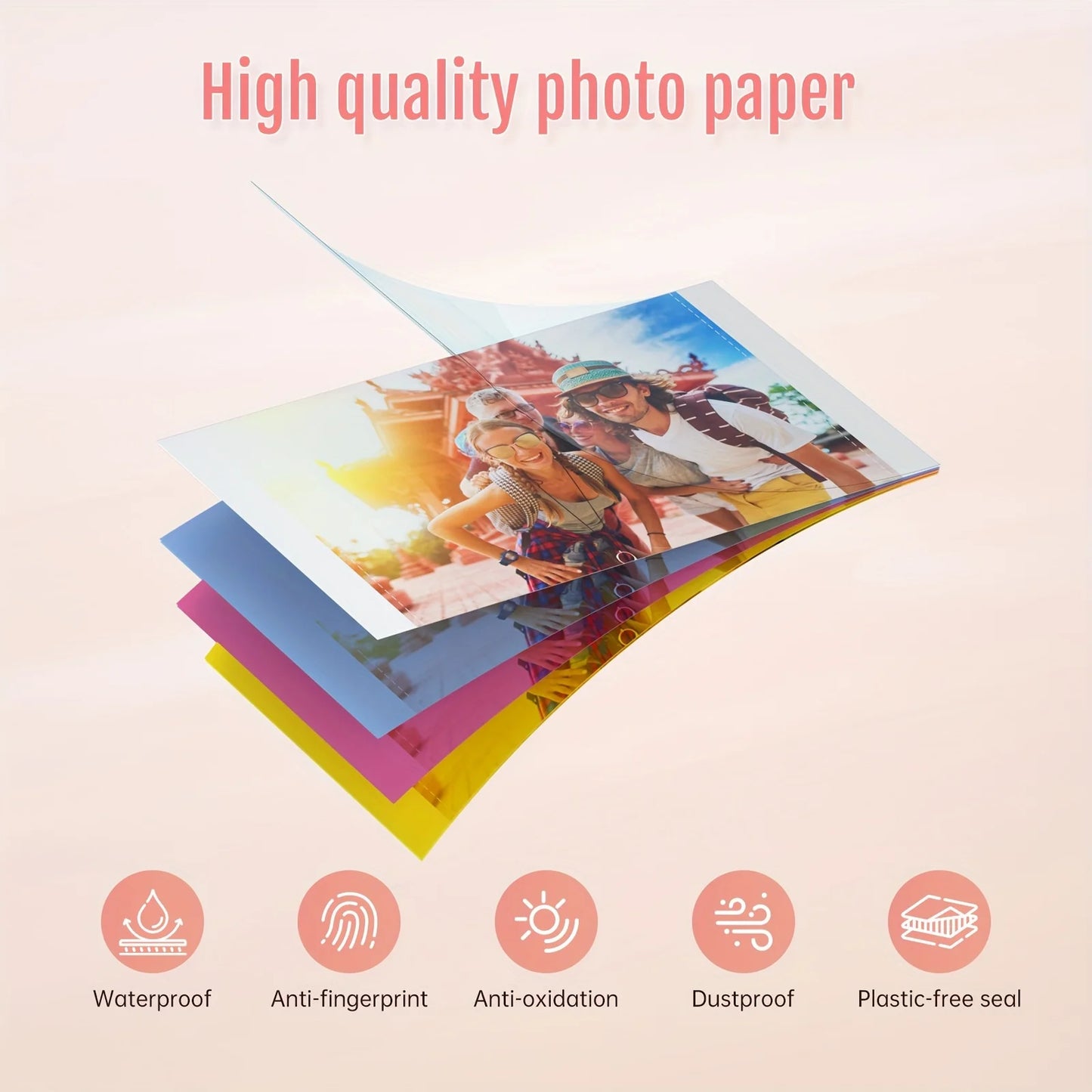 Photo Printer Refill Kit – Glossy Sheets +  Color Ribbons (Ink-Free Printing)