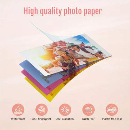 Photo Printer Refill Kit – Glossy Sheets +  Color Ribbons (Ink-Free Printing)