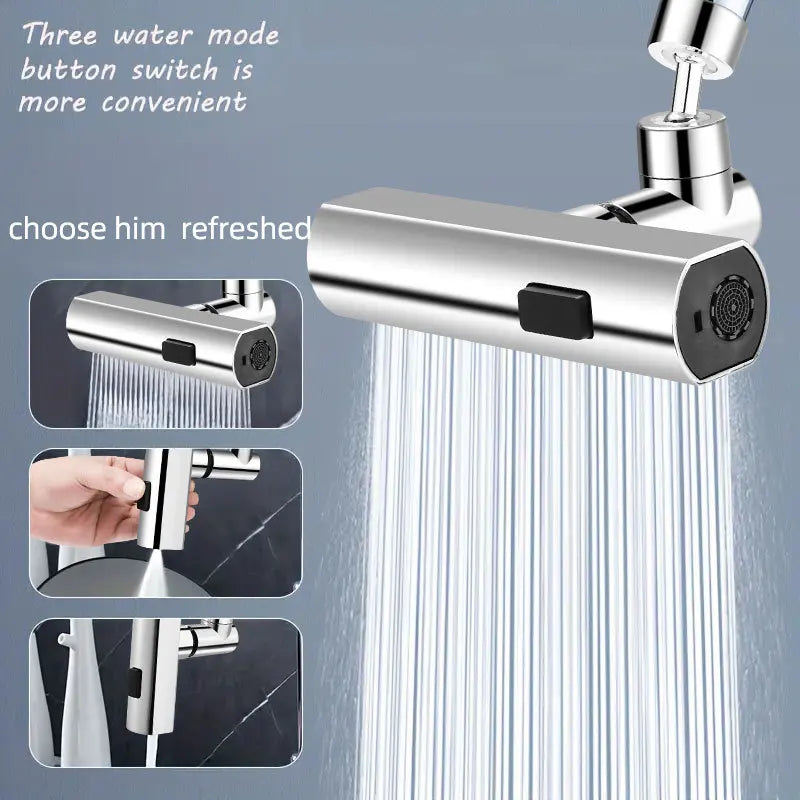 Universal Swivel Faucet Extension – 3-Mode Splash-Proof Nozzle