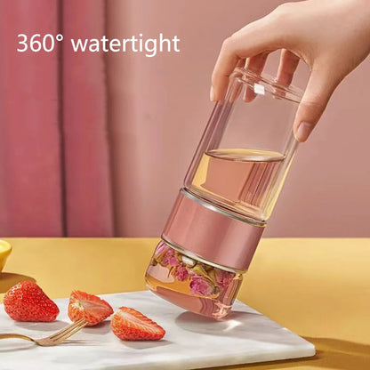 Portable Tea Infuser Bottle with Built-In Filter – Double-Wall Heat Resistant Design