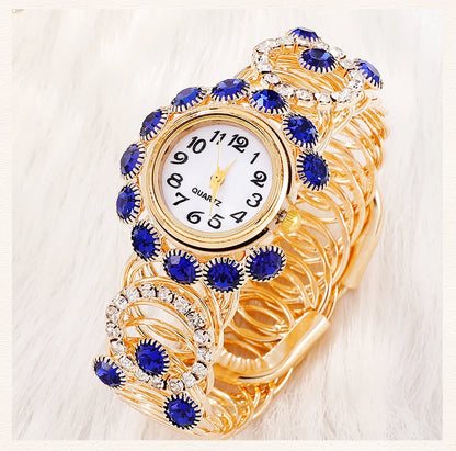 Sapphire Radiance: 6-Piece Jewelry & Watch Set in Royal Blue & Gold