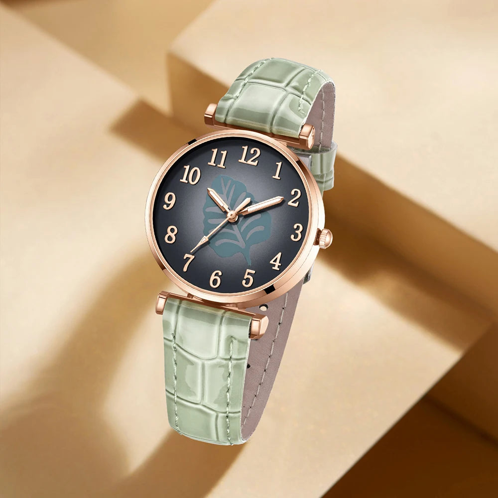 5-Piece Green Elegance Jewelry & Watch Set