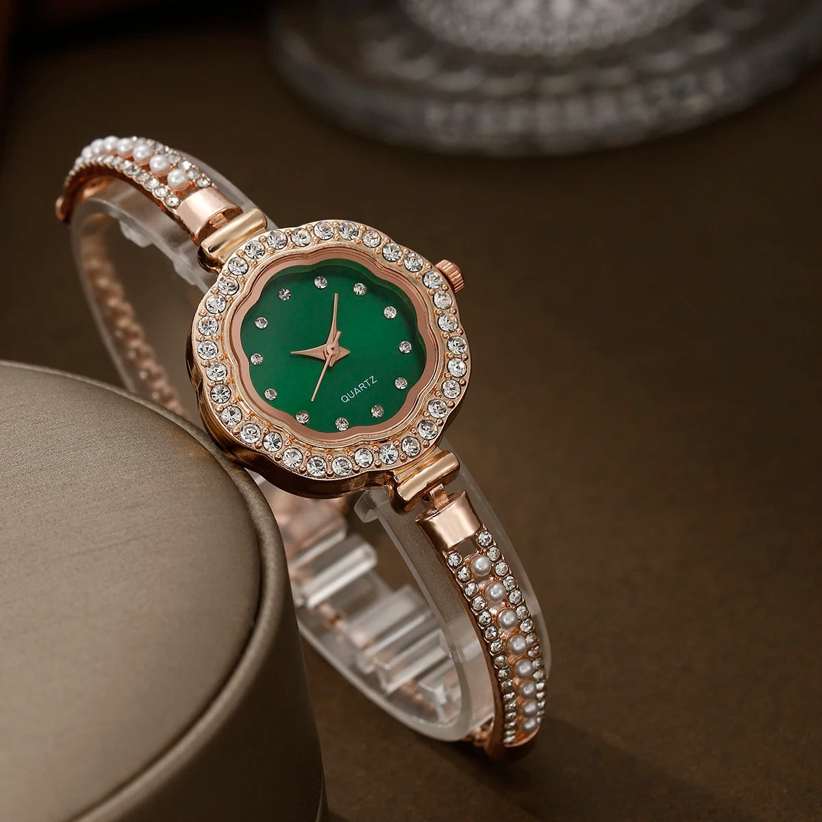 Emerald Elegance 6-Piece Jewelry & Watch Set