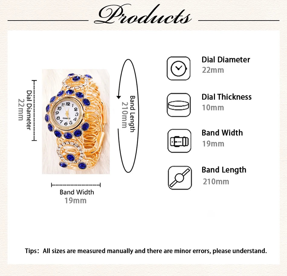 Sapphire Radiance: 6-Piece Jewelry & Watch Set in Royal Blue & Gold