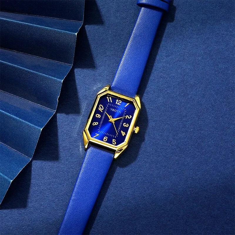 The Royal Blue Collection: Elegant Jewelry & Watch Set for Women