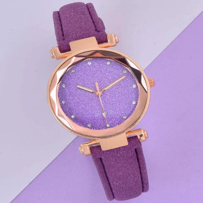Rose & Purple Elegance: 5-Piece Luxury Watch & Jewelry Gift Set