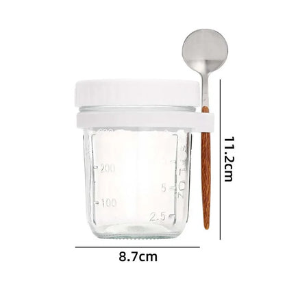 Portable Overnight Oat Jar – Leak-Proof Glass Cup for Breakfast, Yogurt & Meal Prep