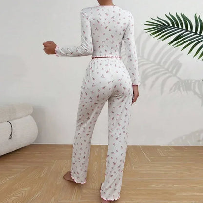 Blossom Nights – Floral Ribbed Pajama Set