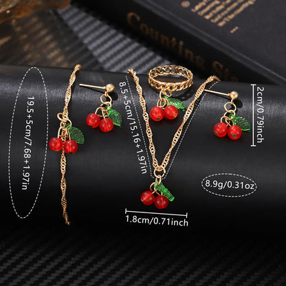 Cherry Blossom Jewelry Set: Elegant Women's Watch & Accessories