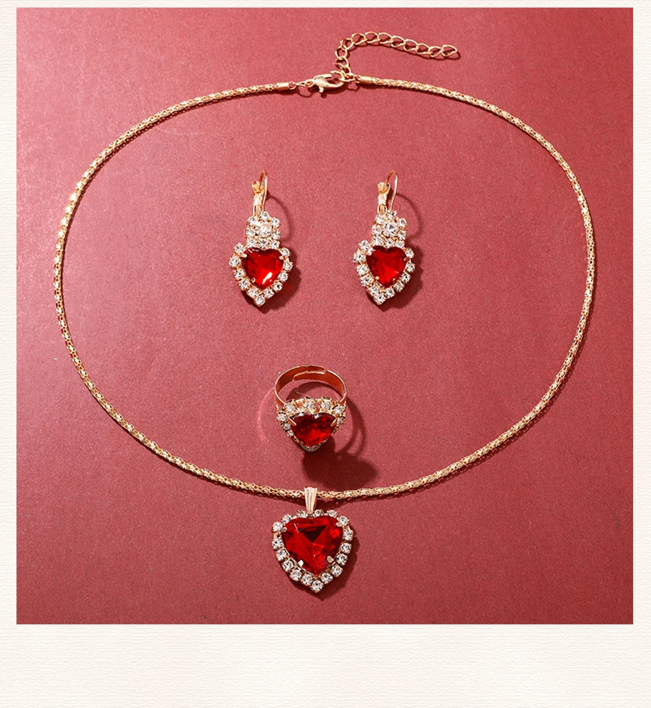 Heart Luxe Collection: Romantic 5-Piece Jewelry & Watch Set in Radiant Red