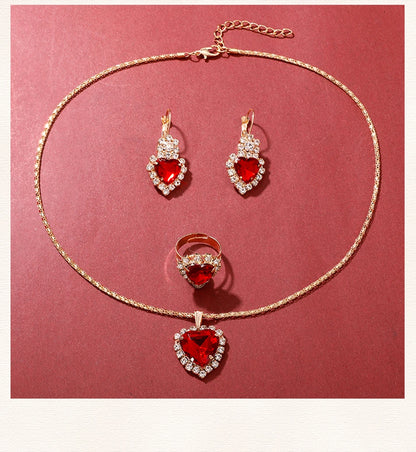 Heart Luxe Collection: Romantic 5-Piece Jewelry & Watch Set in Radiant Red