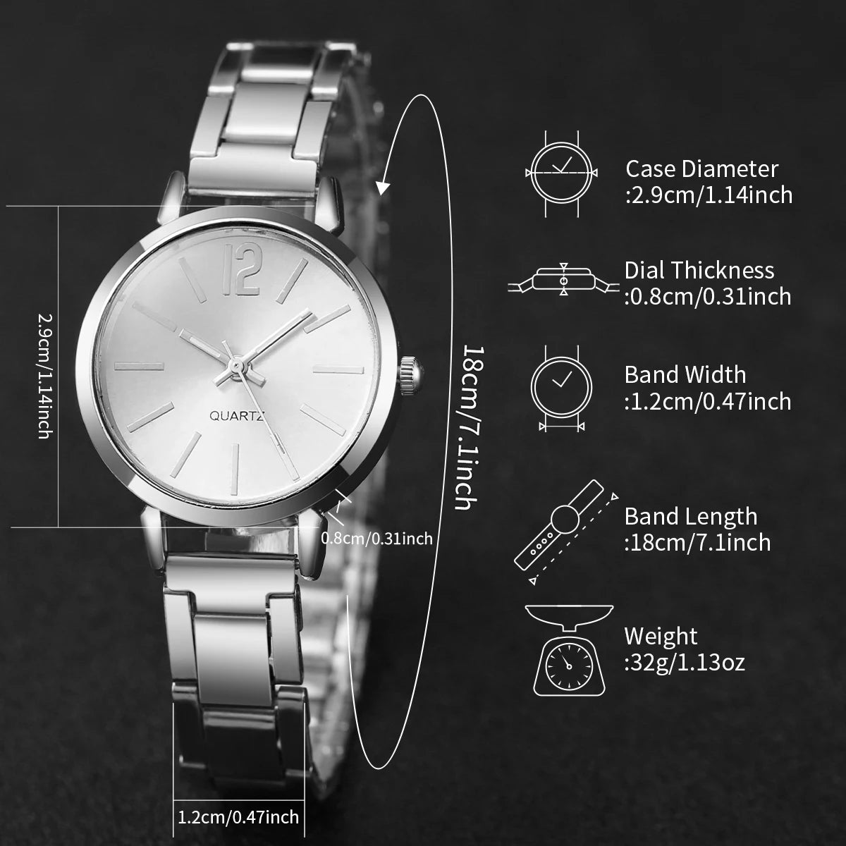 Gold Quartz Watch & LOVE Bracelet Set – Timeless Elegance for Women