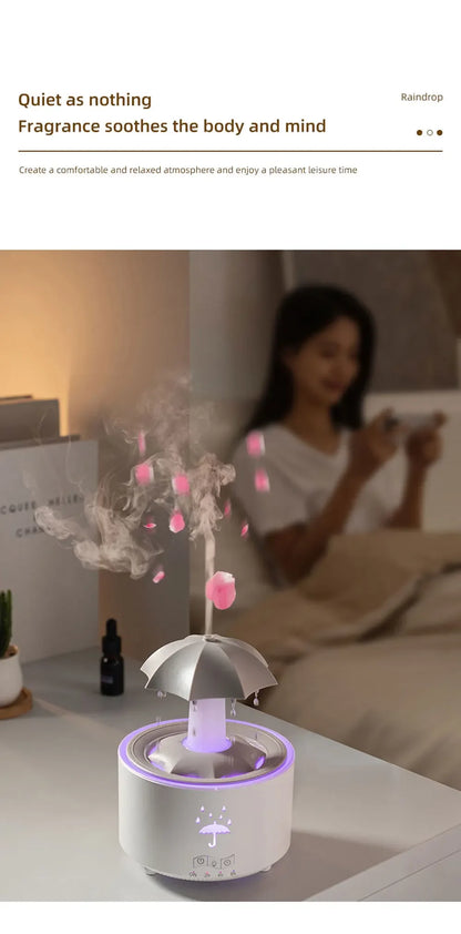 Raindrop Ultrasonic Humidifier with Rotating LED Lights