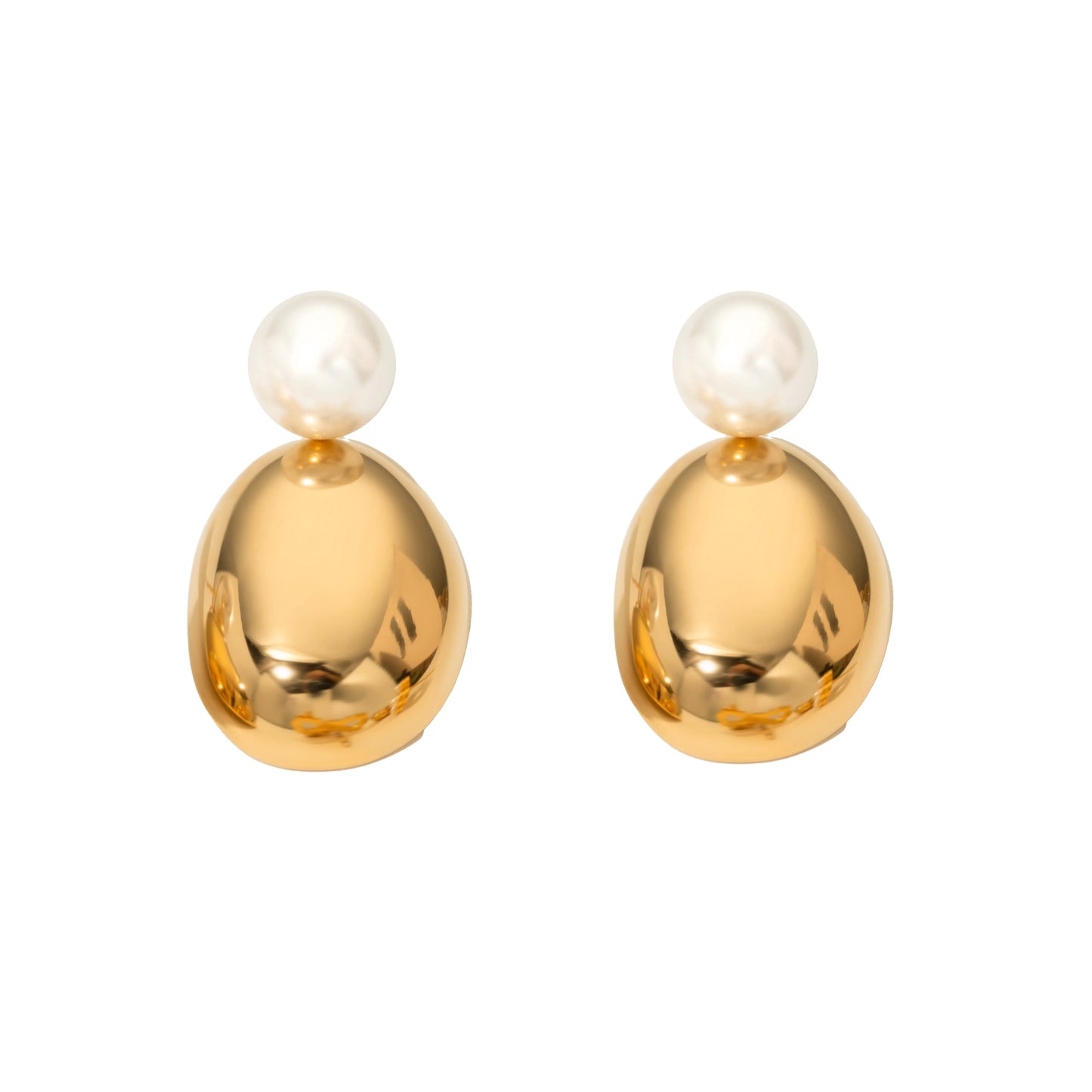 Golden Pearl & Heart Bow Earrings – Timeless Elegance for Every Occasion