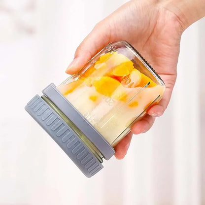 Portable Overnight Oat Jar – Leak-Proof Glass Cup for Breakfast, Yogurt & Meal Prep