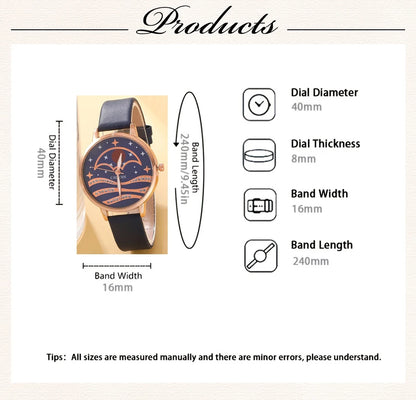 Celestial Blue Collection: 5-Piece Moonlight Jewelry & Watch Set with Sapphire Accents