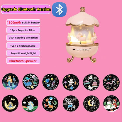 Enchanted Bunny Projection Bluetooth Lamp – Musical Night Light & Starry Sky Projector