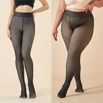 High-Waisted Fleece-Lined Thermal Sheer-Look Leggings