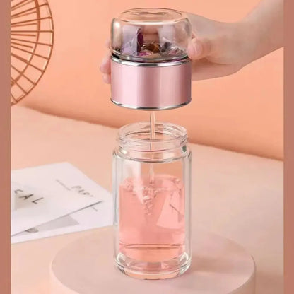 Portable Tea Infuser Bottle with Built-In Filter – Double-Wall Heat Resistant Design