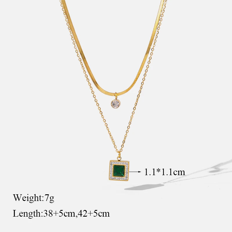 Golden Elegance Jewelry Set with Green Zircon – Necklace, Bracelet & Earrings