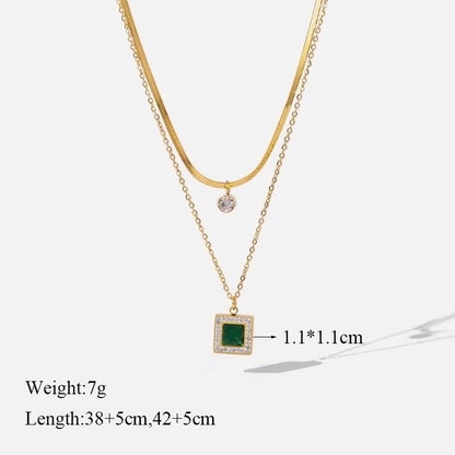 Golden Elegance Jewelry Set with Green Zircon – Necklace, Bracelet & Earrings