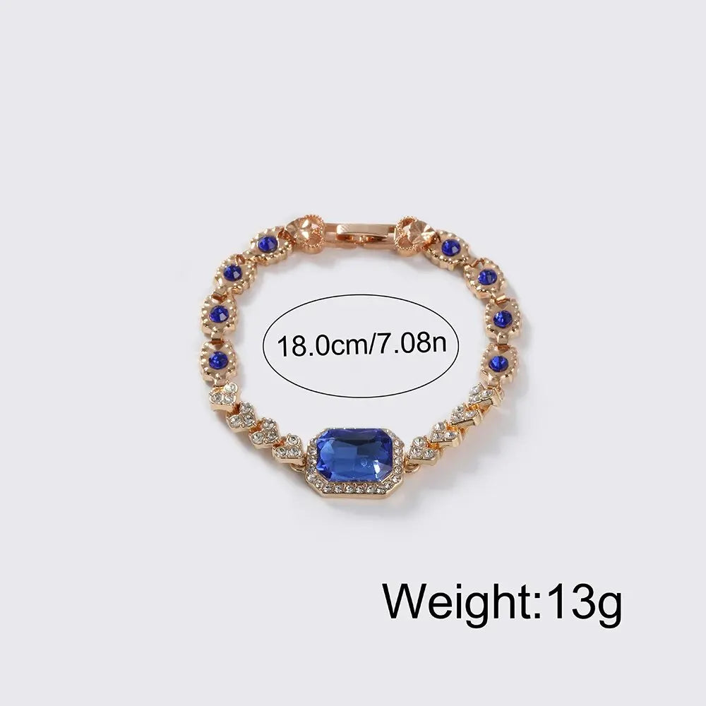 Midnight Blue Crystal Watch & Bracelet Set – Elegance in Sapphire & Gold
