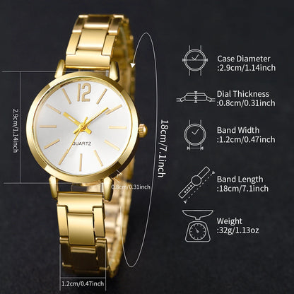 Timeless Gold Jewelry & Watch Set – 6-Piece Elegance for Her