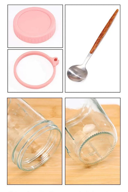 Portable Overnight Oat Jar – Leak-Proof Glass Cup for Breakfast, Yogurt & Meal Prep