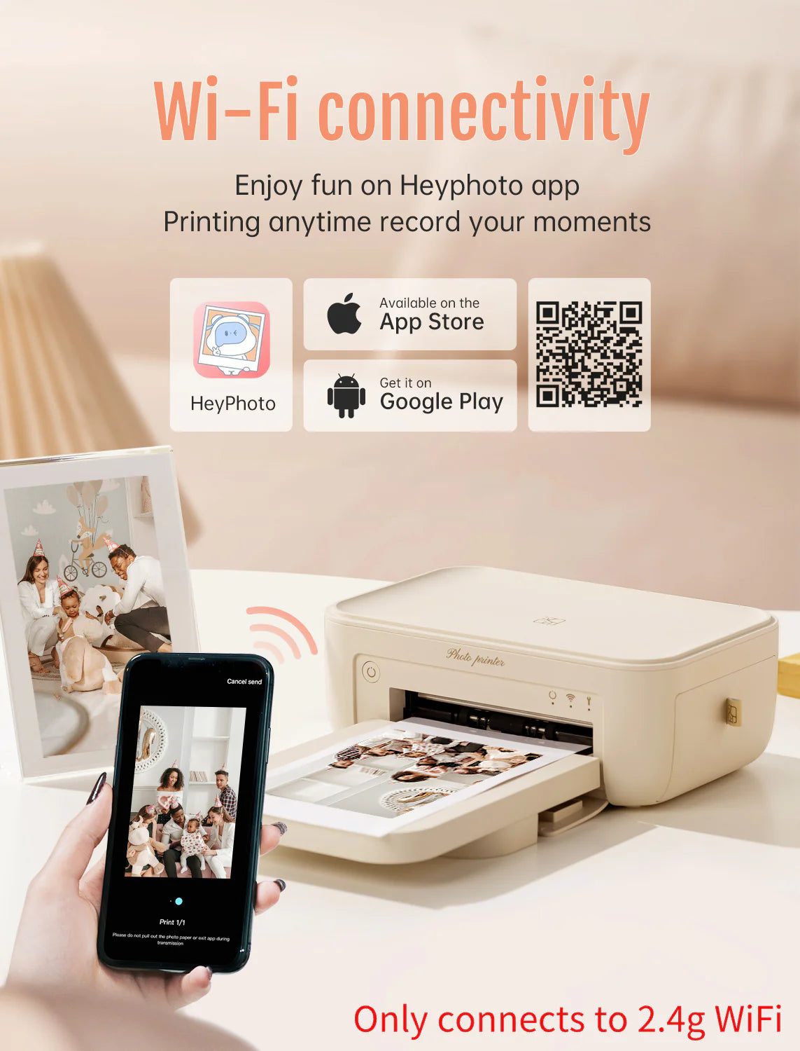 Wireless Wi-Fi Instant Photo Printer 4x6" - with 20 Sheets of Photo Paper